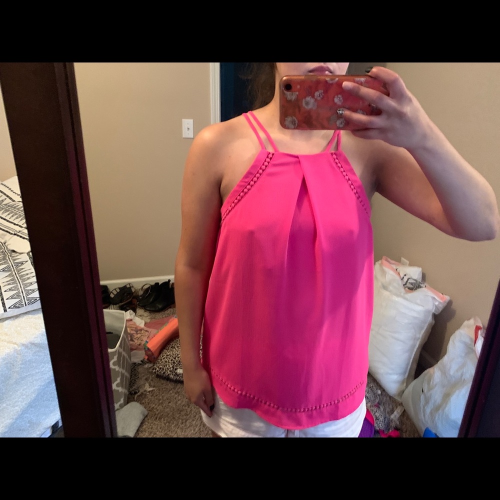 Hot pink double spaghetti strap